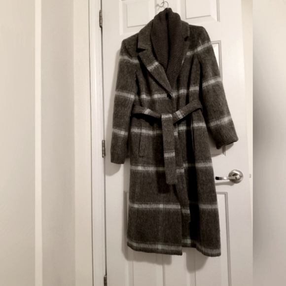 Dkny Jackets & Blazers - DKNY Women's Knit-Collar Belted Wrap Coat Charcoal Grey S